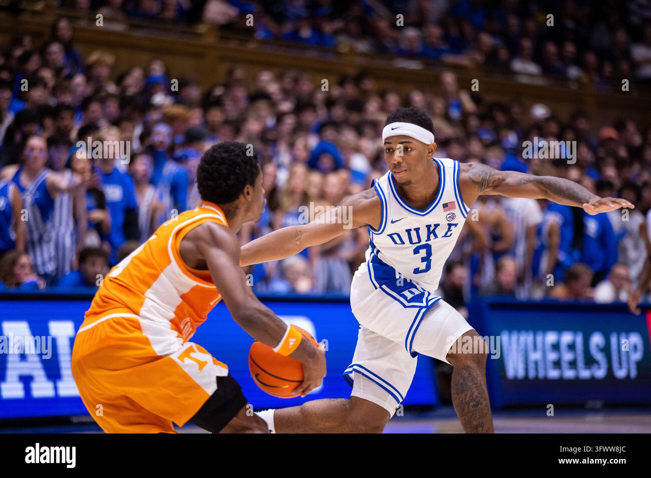 Ruby Rippey Photos October 20, 2026: Duke Blue Devils guard Deron Rippey Jr. (3) presses ...