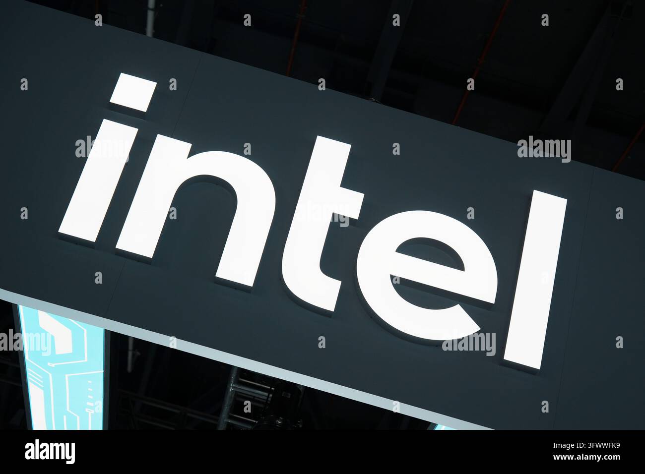 A view of the Intel booth during tech trade fair in Hangzhou in eastern ...