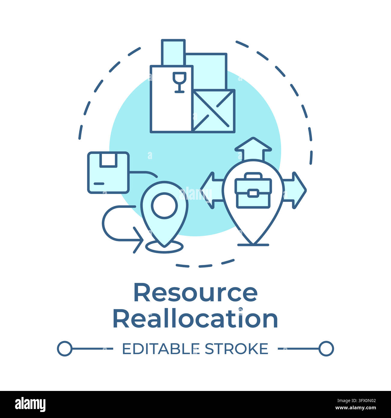 Resource reallocation monochrome blue concept icon Stock Vector