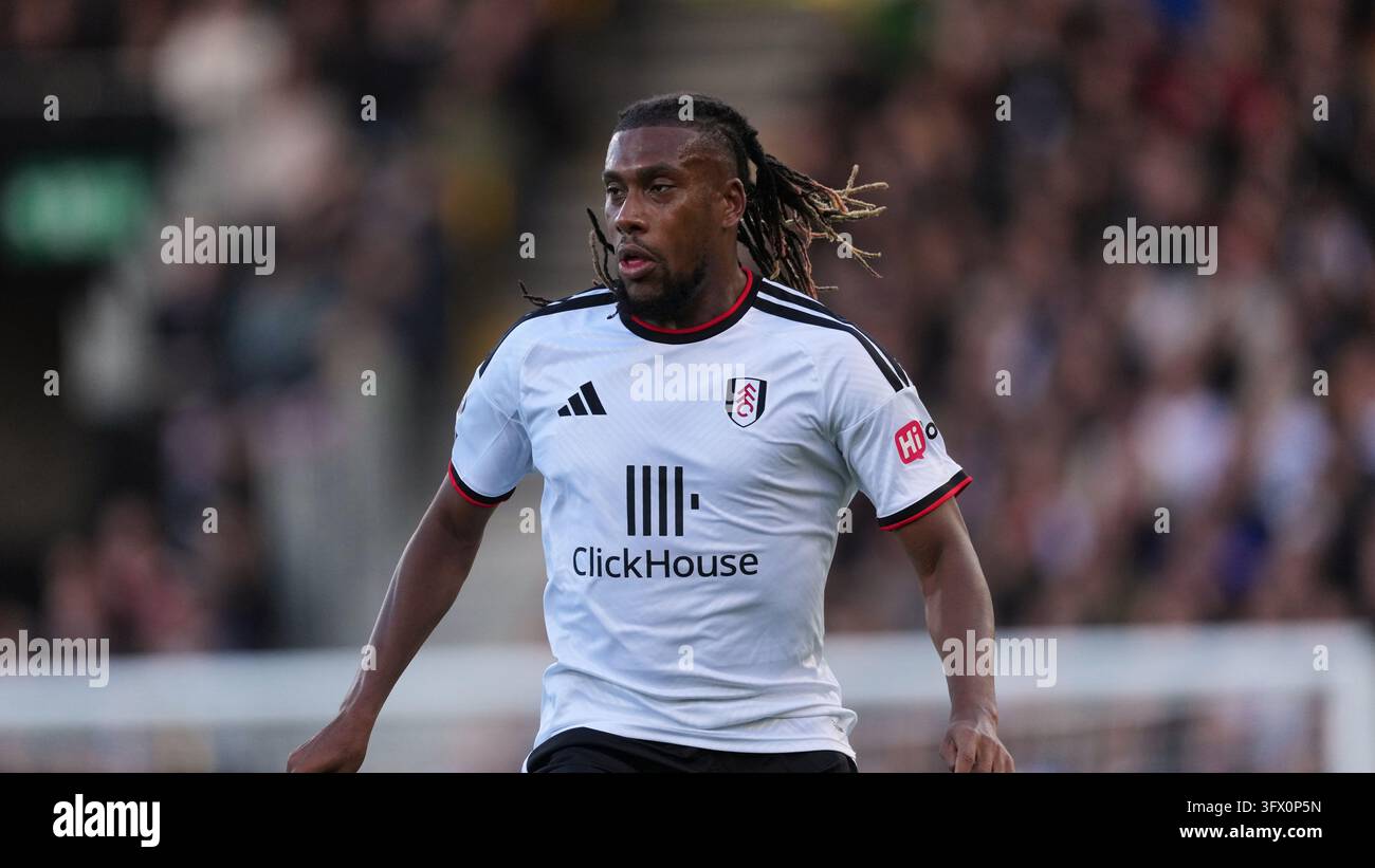 Fulham's Alex Iwobi runs into position during the English Premier ...