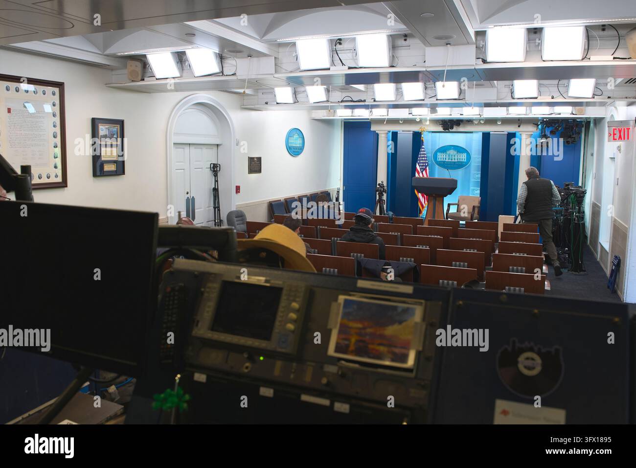The James Brady Press Briefing Room is seen at the White House ...