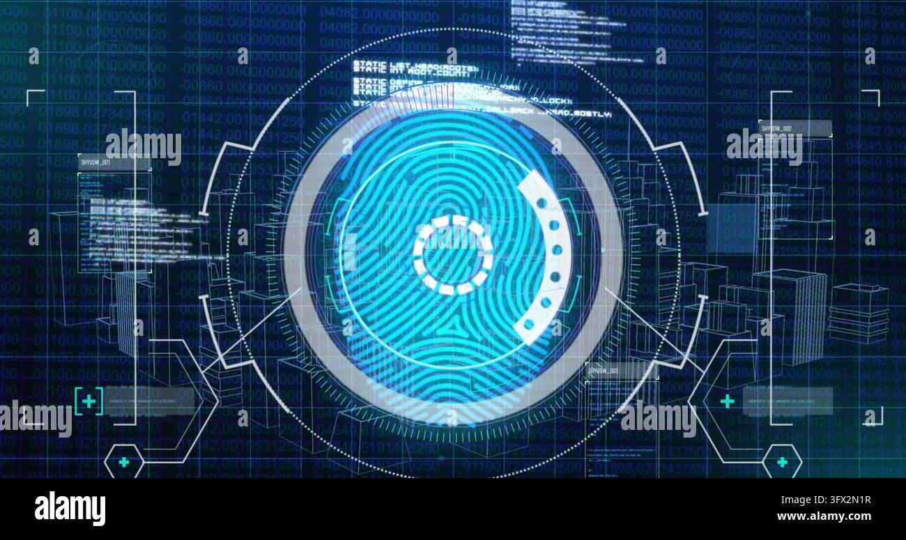 Biometric fingerprint scanner interface cyan hi-res stock photography ...