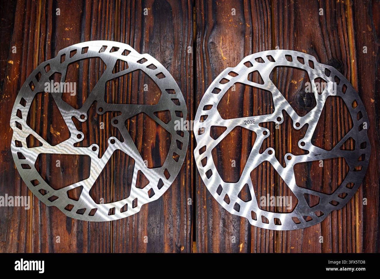 Two high-performance 203mm bicycle disc brake rotors crafted from ...