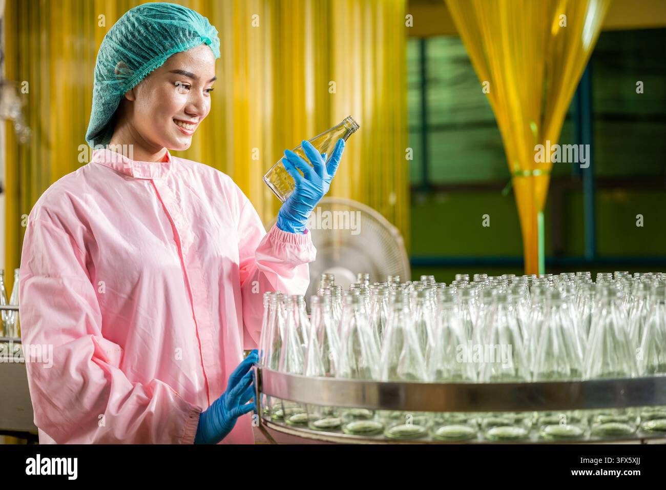 Factory Work Vector A uniformed QC woman a worker in chemical science meticulously examines ...