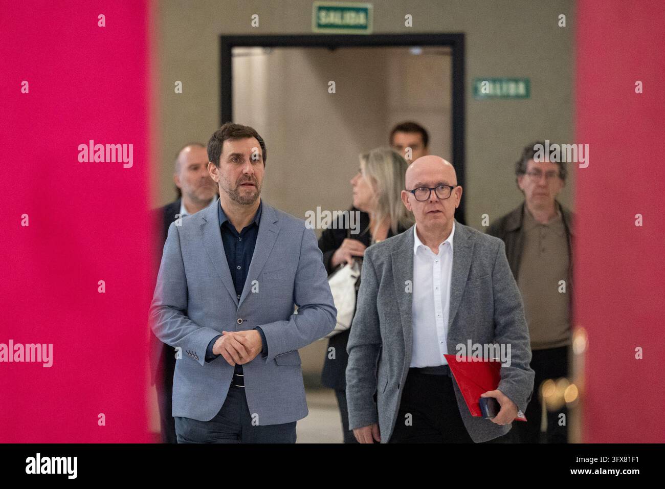 Toni Comín (left), former regional minister and newly elected MEP for ...
