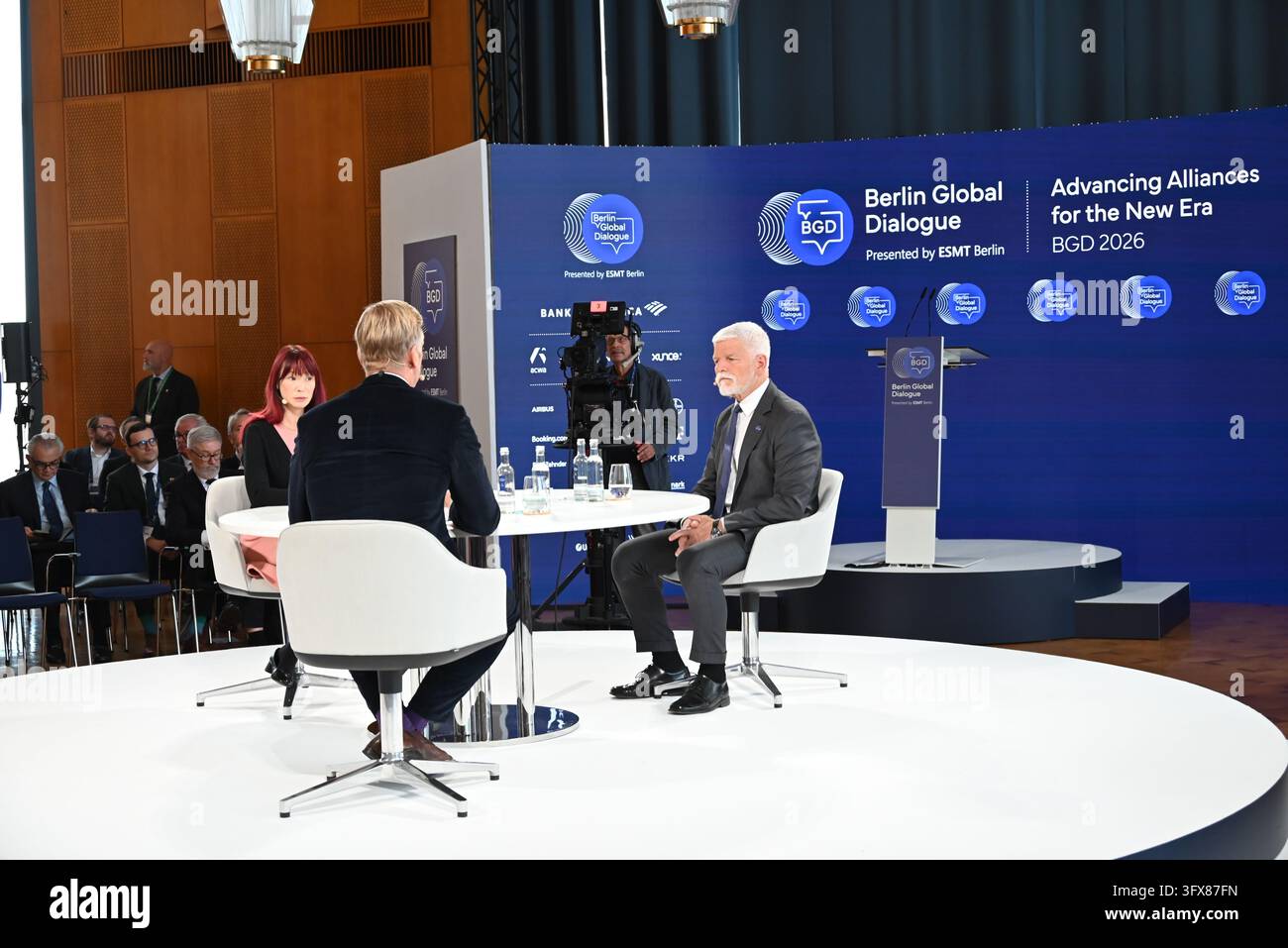 Czech President Petr Pavel, right, attends the Berlin Global Dialogue ...