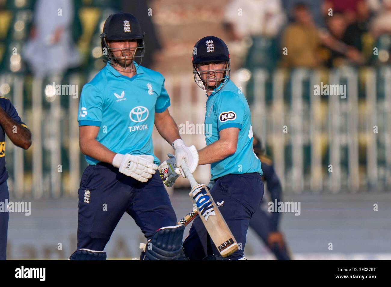 Wikets Vector England's Will Jacks, left, and Joe Root run between the wickets during ...