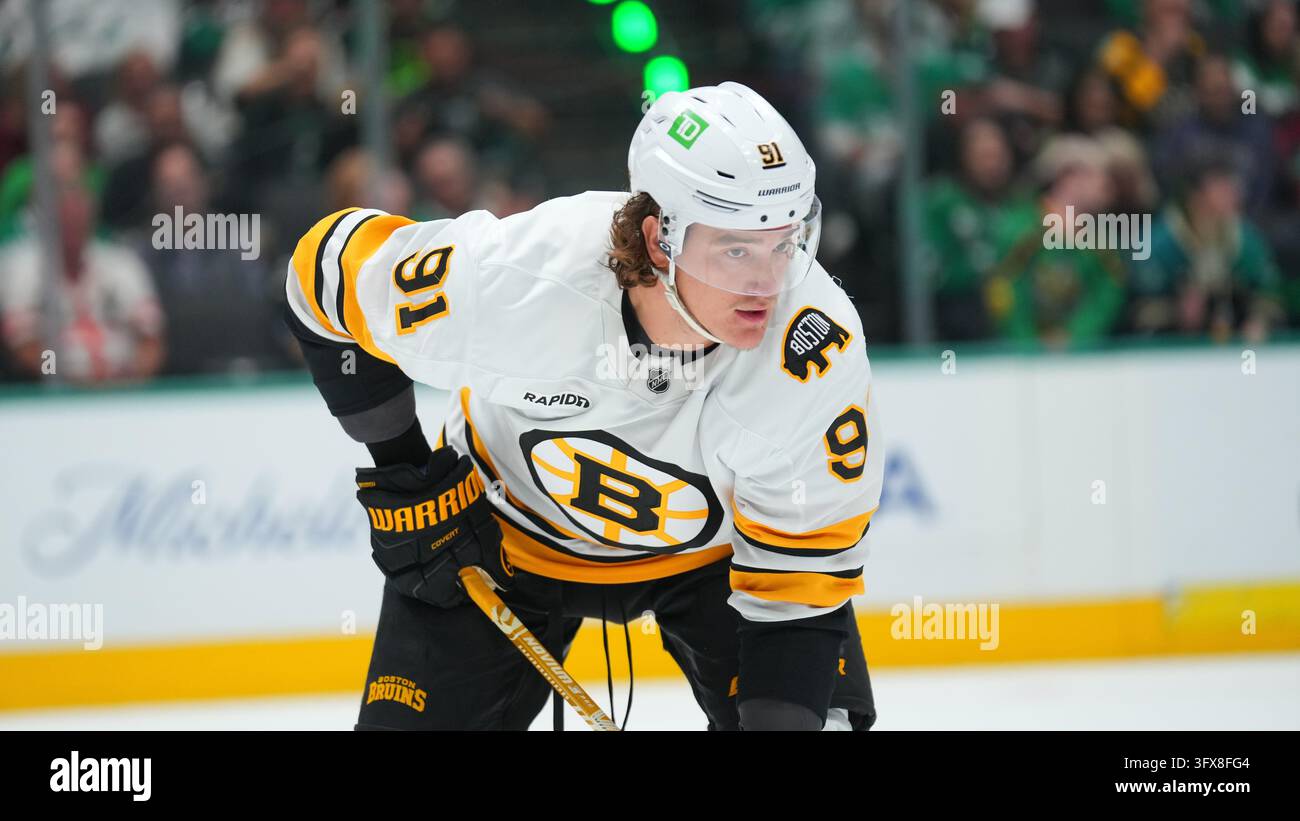 Boston Bruins Nikita Zadorov waits for the puck to drop during the ...