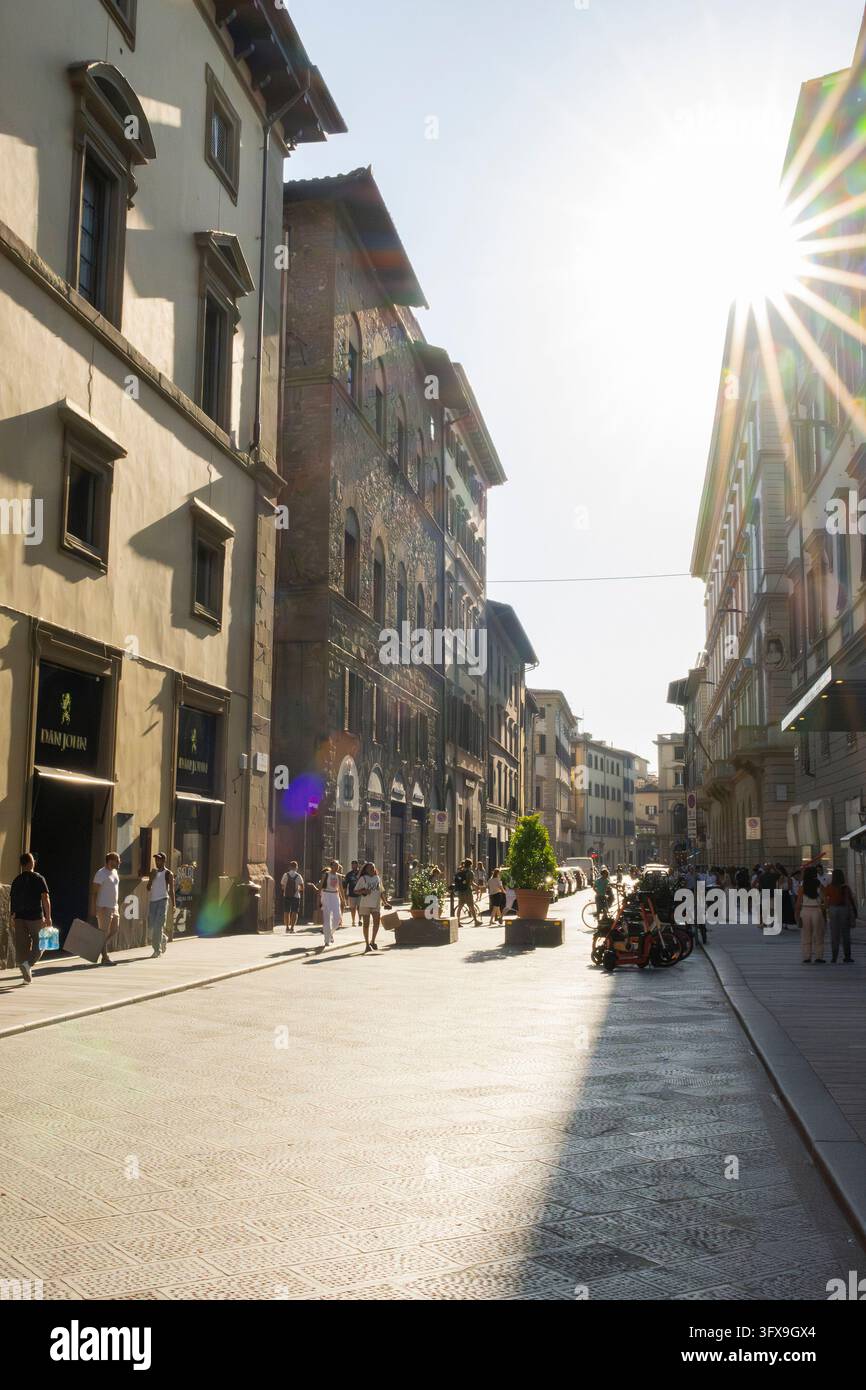 Street going through old buildings in Florence, UNESCO World Heritage ...