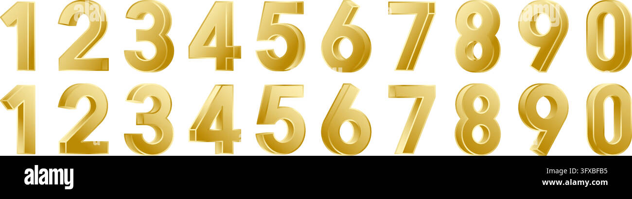 Golden three-dimensional Arabic numerals Stock Vector Image & Art - Alamy