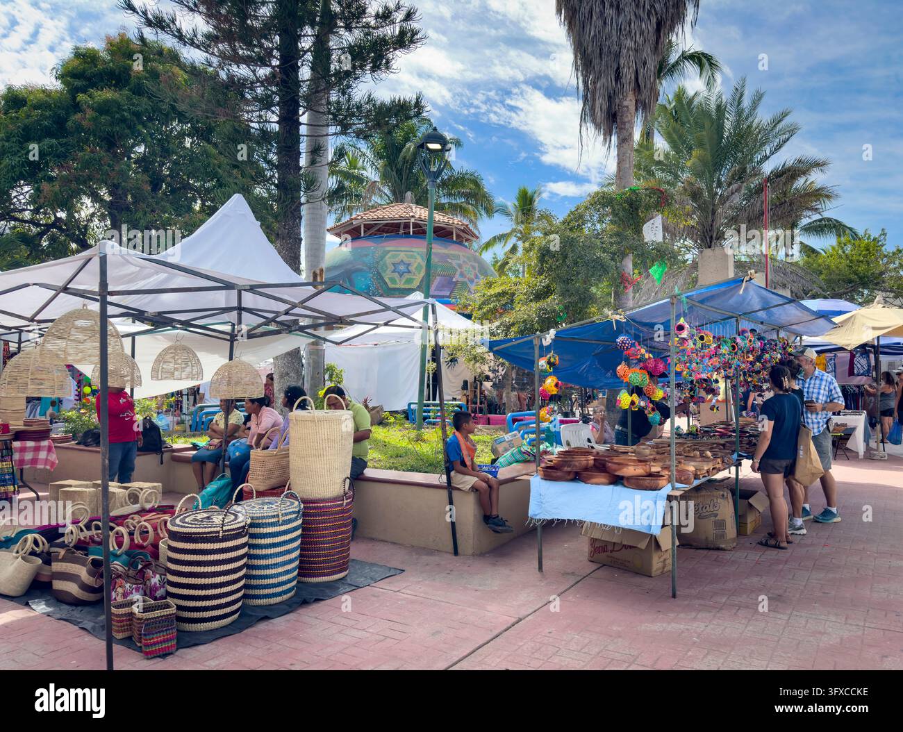 Market in day in La Peńita de Jaltemba, Nayarit, Mexico. - Smartphone Captured Stock Image