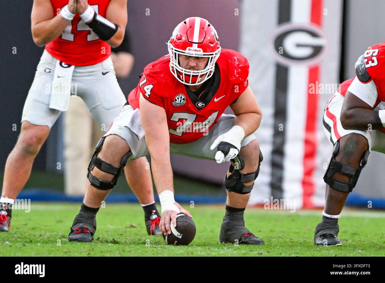 ATHENS, GA - OCTOBER 17: Georgia offensive lineman Drew Bobo (74 ...
