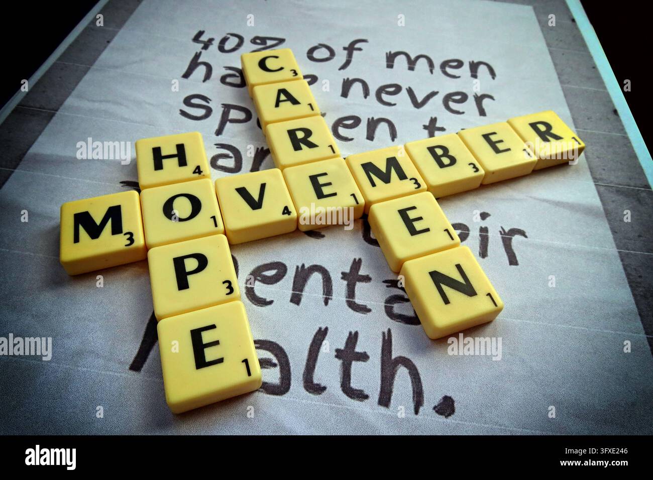 Men Health Vector Movember and men's mental health words on printed awareness campaign ...