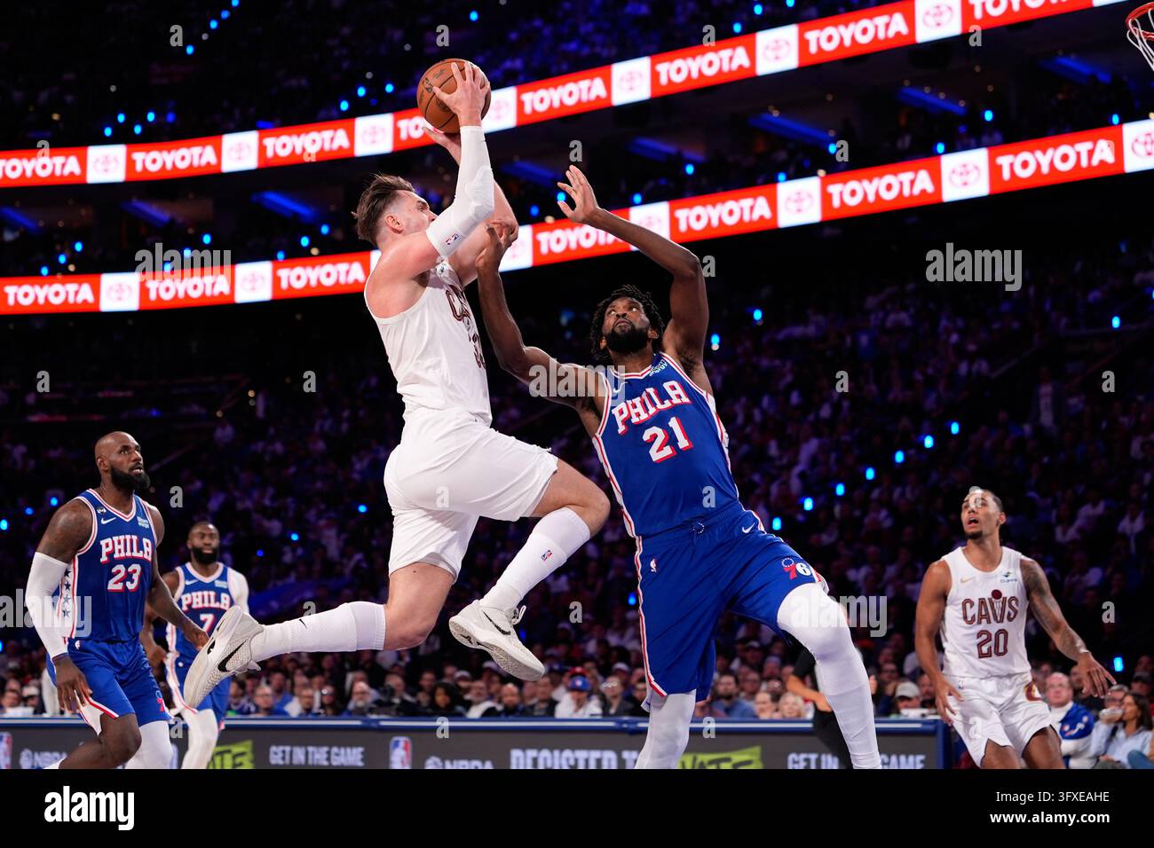 Mario Thursday Cleveland Cavaliers' Mario Hezonja, left, goes up for a shot against ...