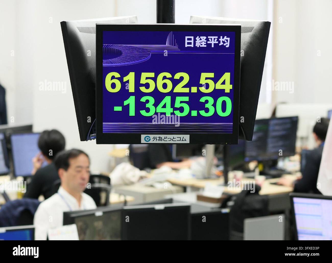 Sign Board Normal Size An electronic board displays the Nikkei Stock Average (Nikkei 225 ...