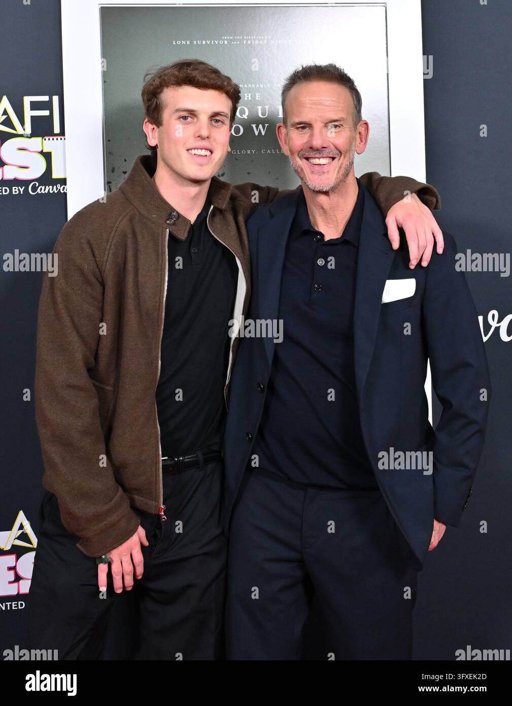 Emmett Berg and Peter Berg arriving to ‘The Mosquito Bowl’ 2026 AFI ...