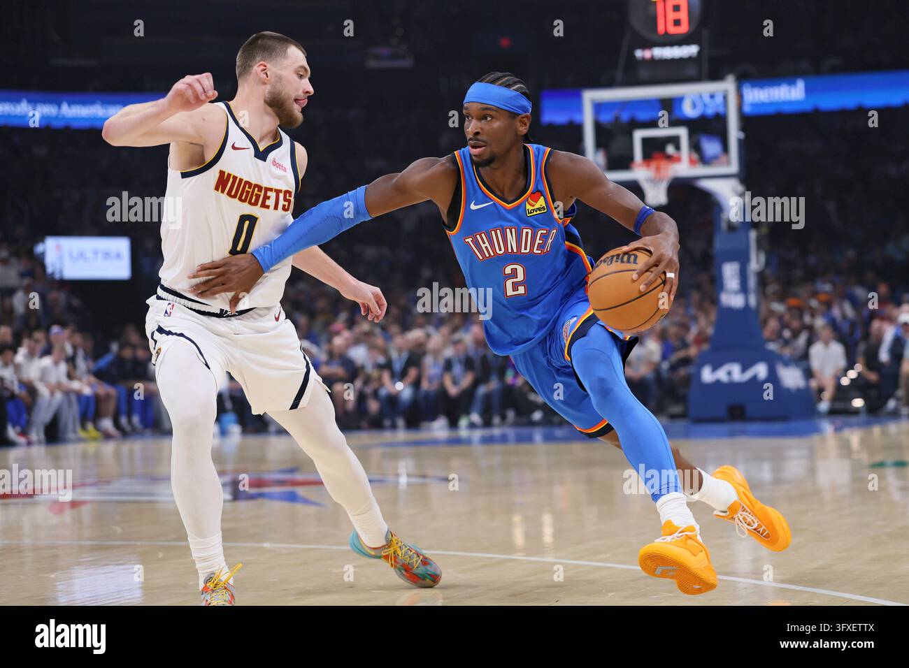 Thgunder Vector Oklahoma City Thunder guard Shai Gilgeous-Alexander (2) drives against ...