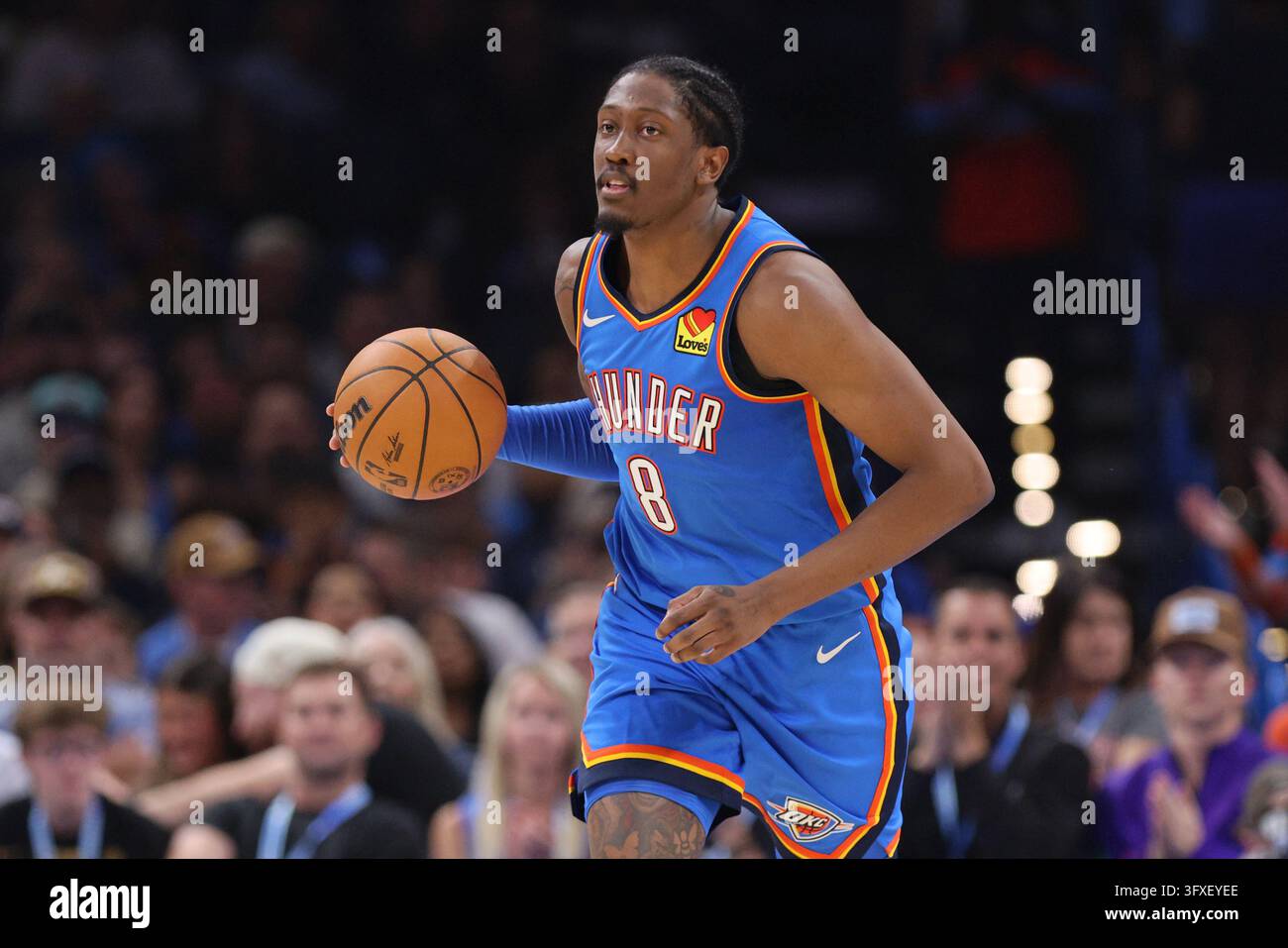 Thgunder Vector Oklahoma City Thunder guard Jalen Williams handles the ball during the ...