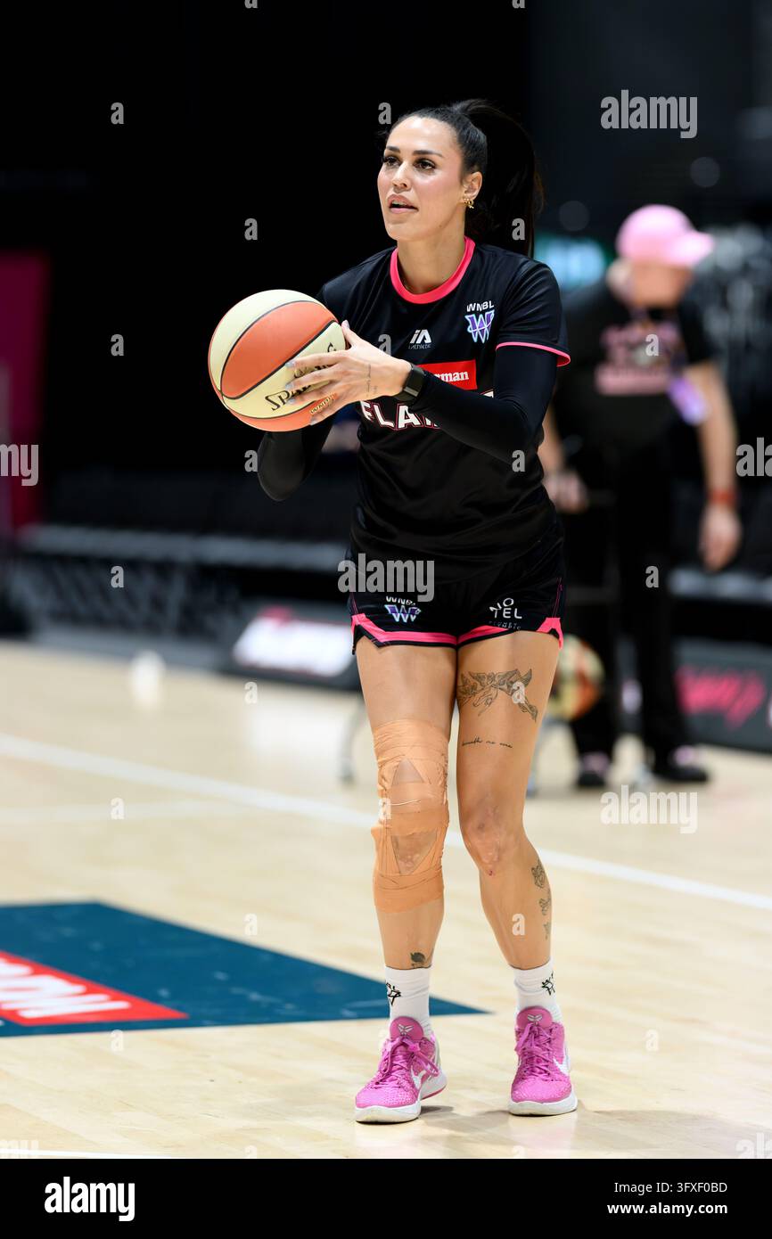Alex Wilson of Sydney Flames warms up before the WNBL Round 2 match ...