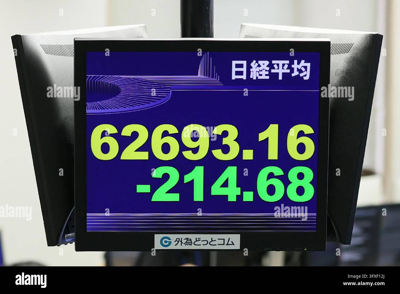 Sign Board Normal Size An electronic board displays the closing level of the Nikkei Stock ...