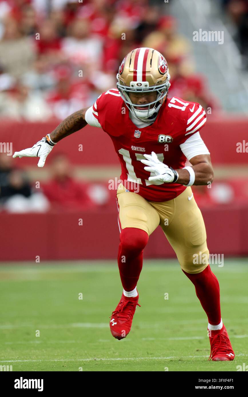 Washington Commanders New Roster San Francisco 49ers wide receiver Jordan Watkins (17) runs during an ...