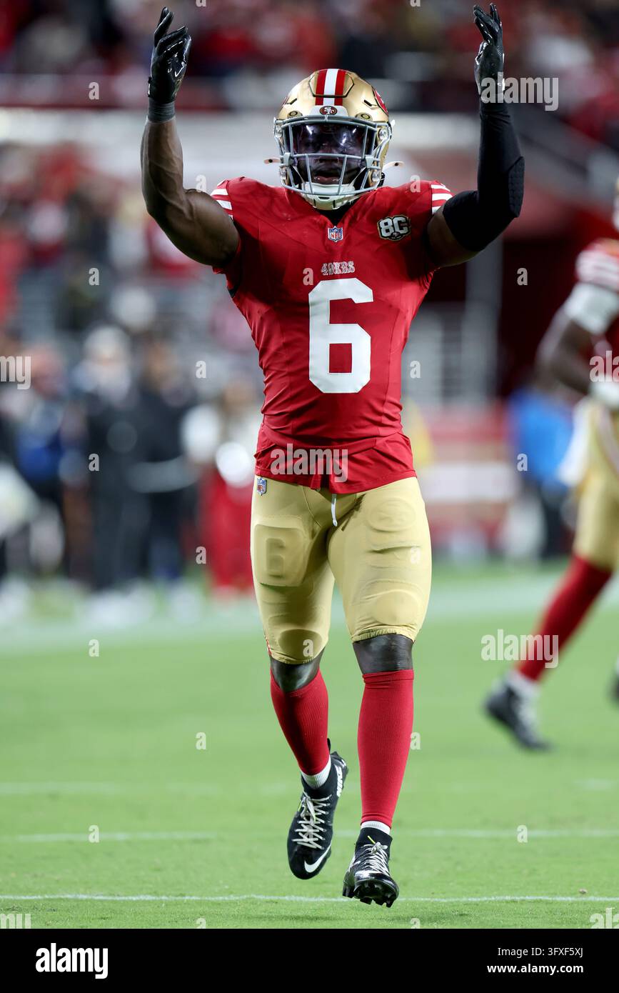 Washington Commanders New Roster San Francisco 49ers safety Malik Mustapha (6) gestures during an NFL ...