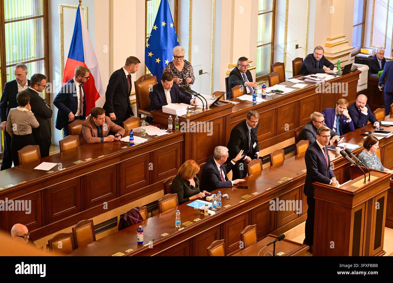 ODS Chairman Martin Kupka, at the lectern, speaks at the Chamber of ...