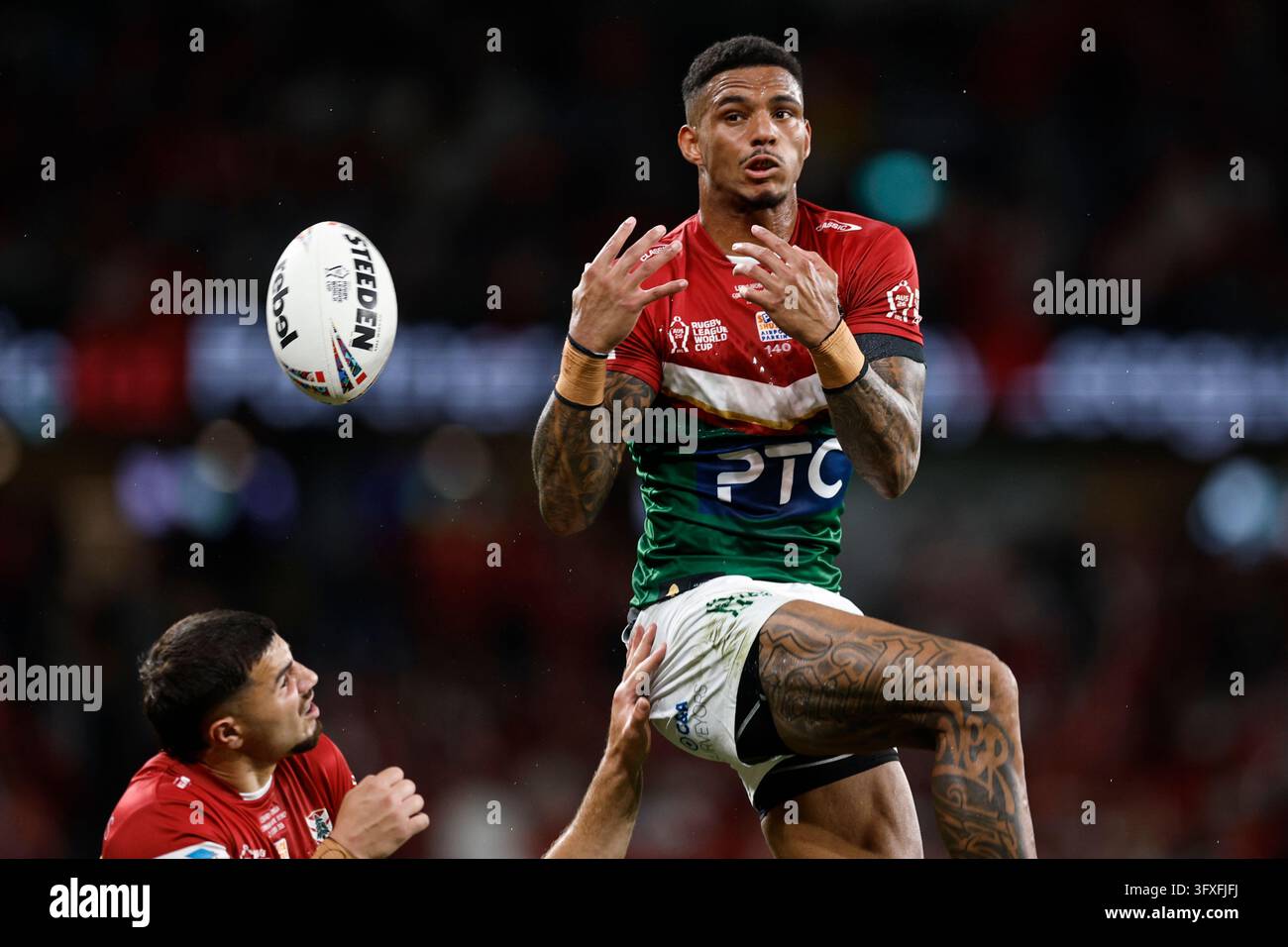 Jason Saab of Lebanon goes up for a high ball during the Men's Rugby ...