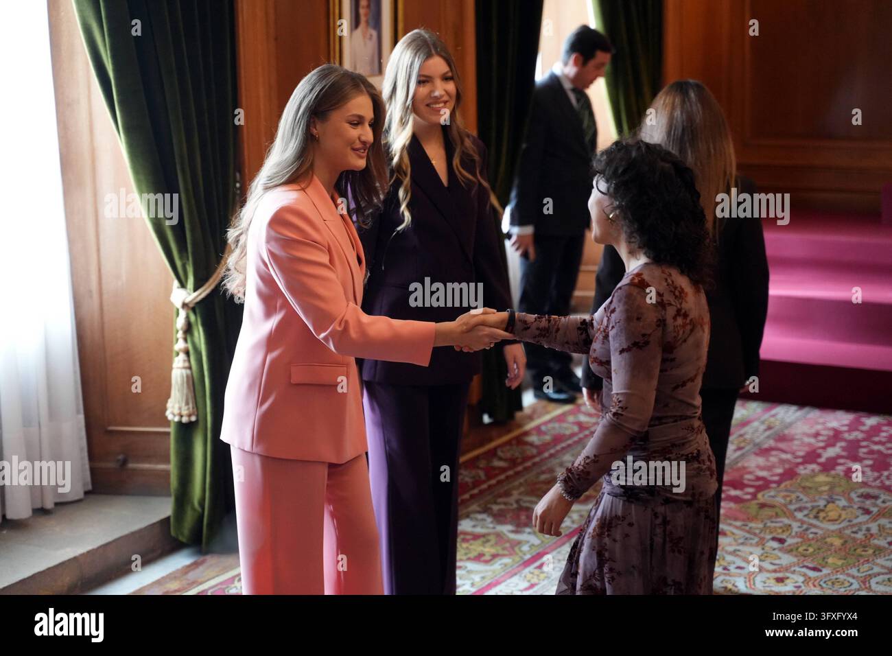 Princess Leonor de Borbon and Sofia de Borbon during an audience with ...
