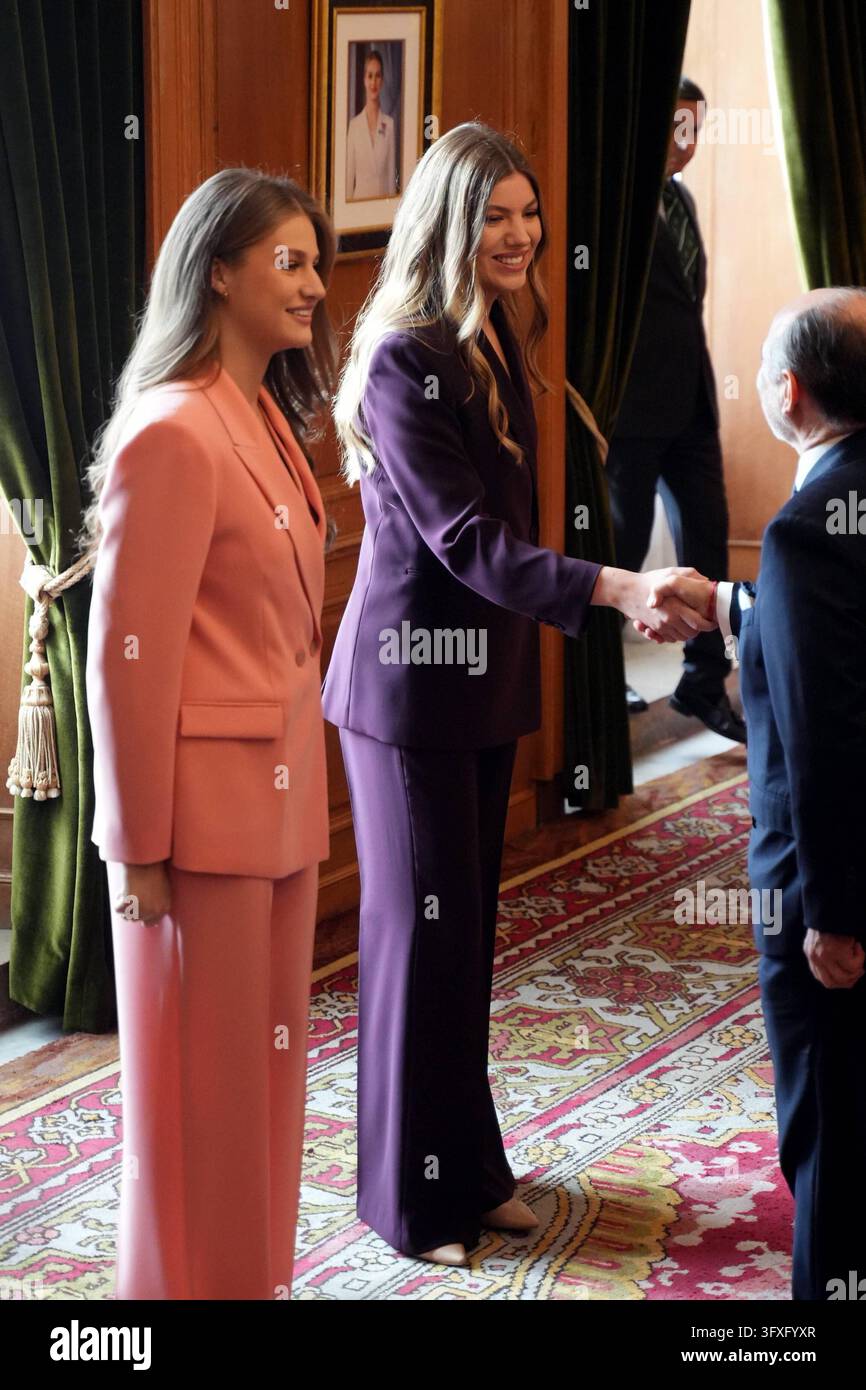 Princess Leonor de Borbon and Sofia de Borbon during an audience with ...