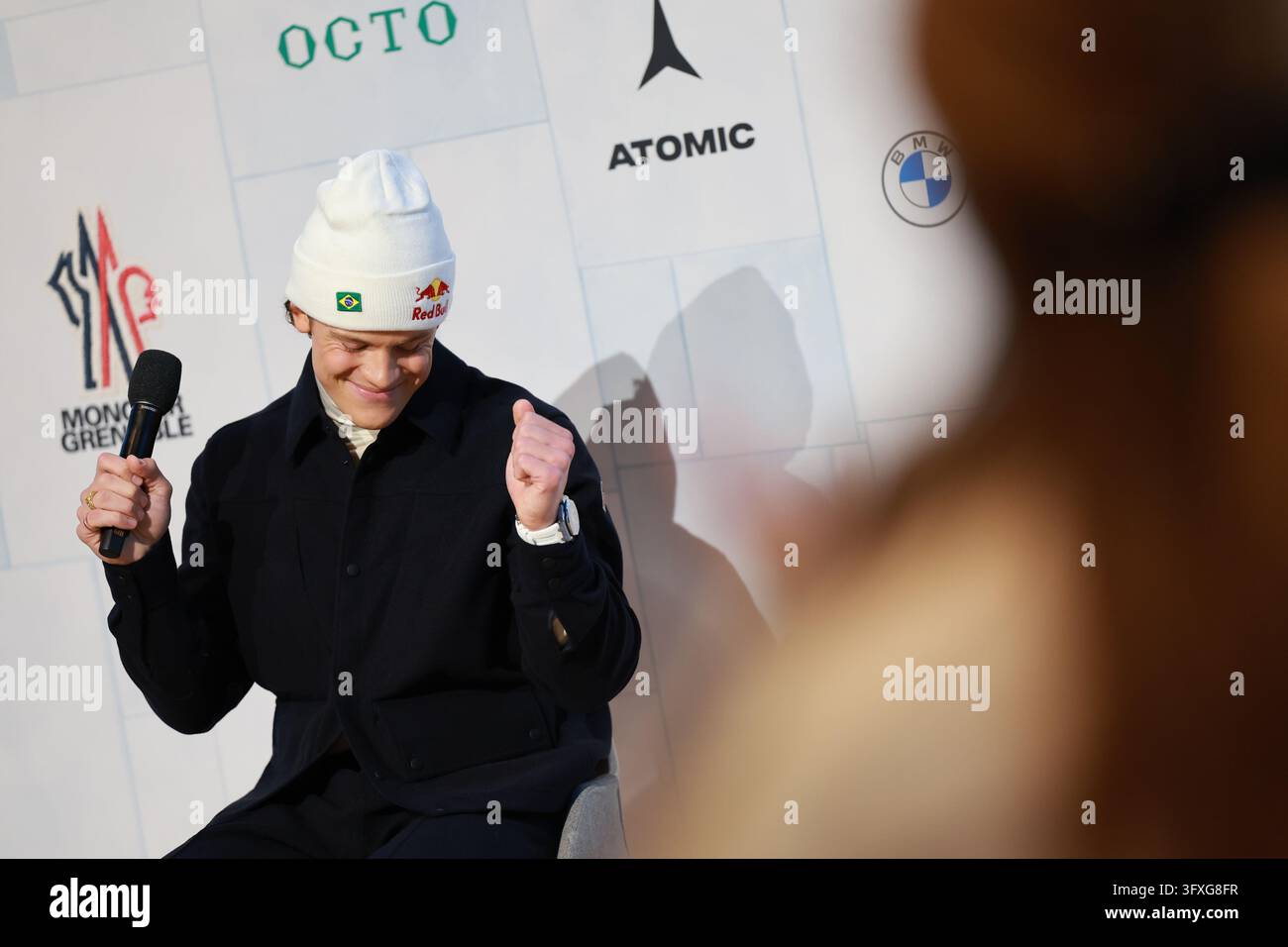Lucas Pinheiro Braathen (BRA) during a press conference at the Audi FIS ...