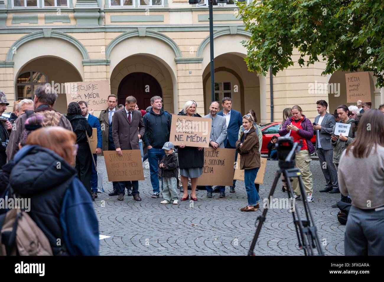 Handwritten Sign October Prague, Czech Republic, 23rd Oct, 2026. Demonstrators hold handwritten ...