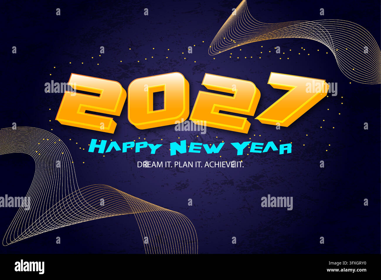 3D 2027 Happy New Year Text Effect Bold Dimensional Celebration ...