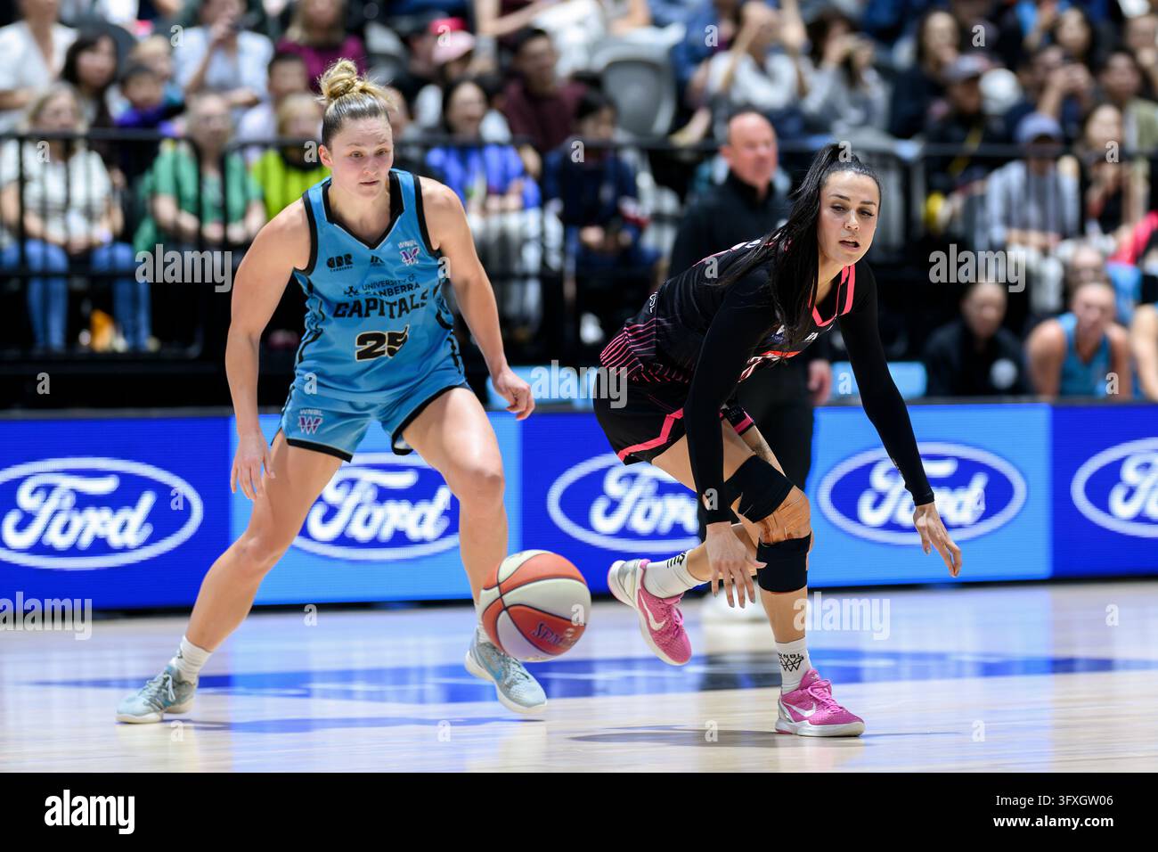 Alex Wilson of Sydney Flames watches the ball during the WNBL Round 2 ...