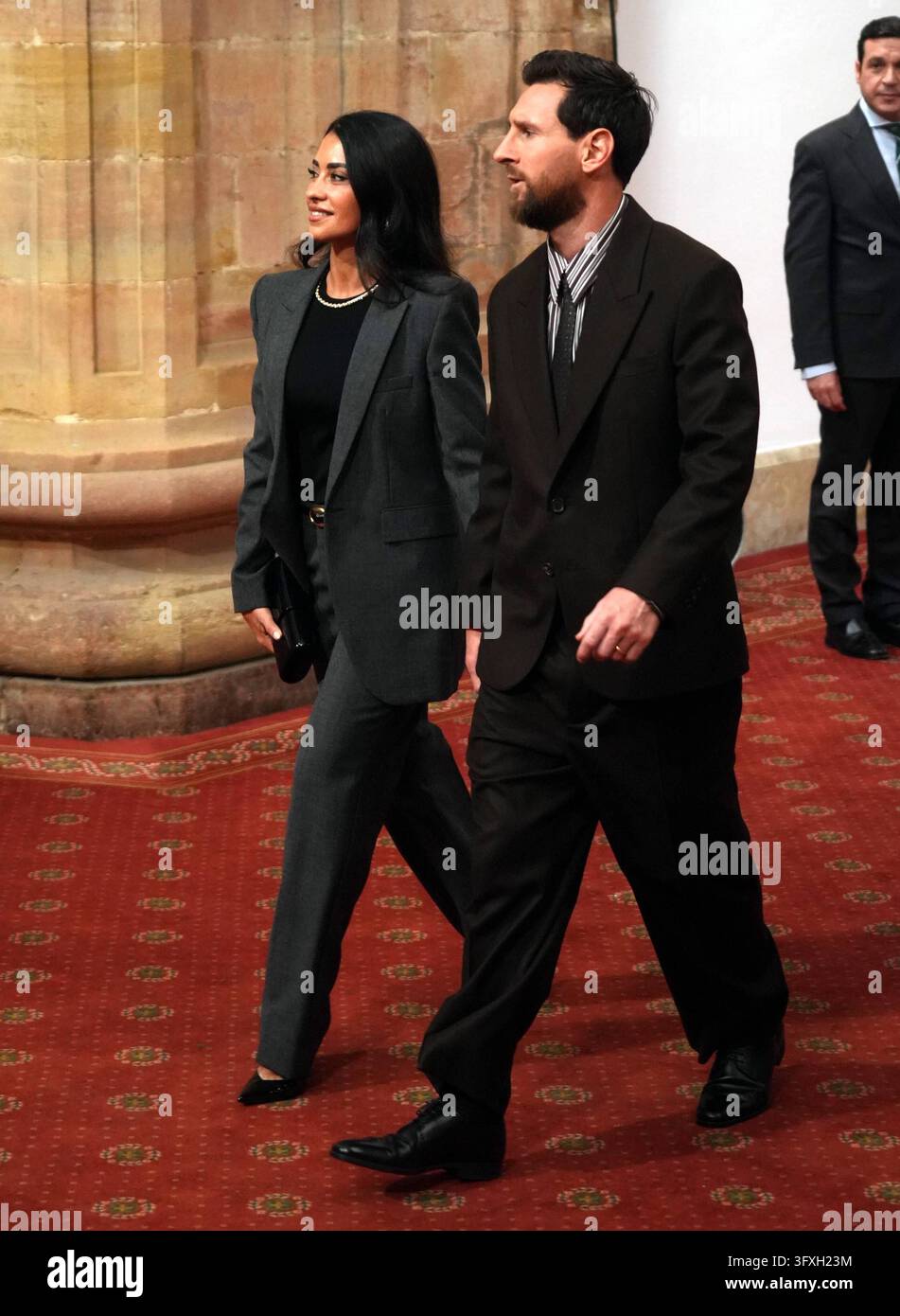 Leo Messi and Antonella Roccuzzo during an audience with the awarded ...