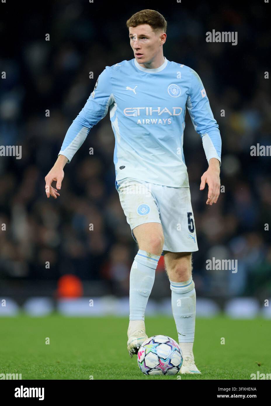 Elliot Anderson of Manchester City on the ball during the UEFA ...