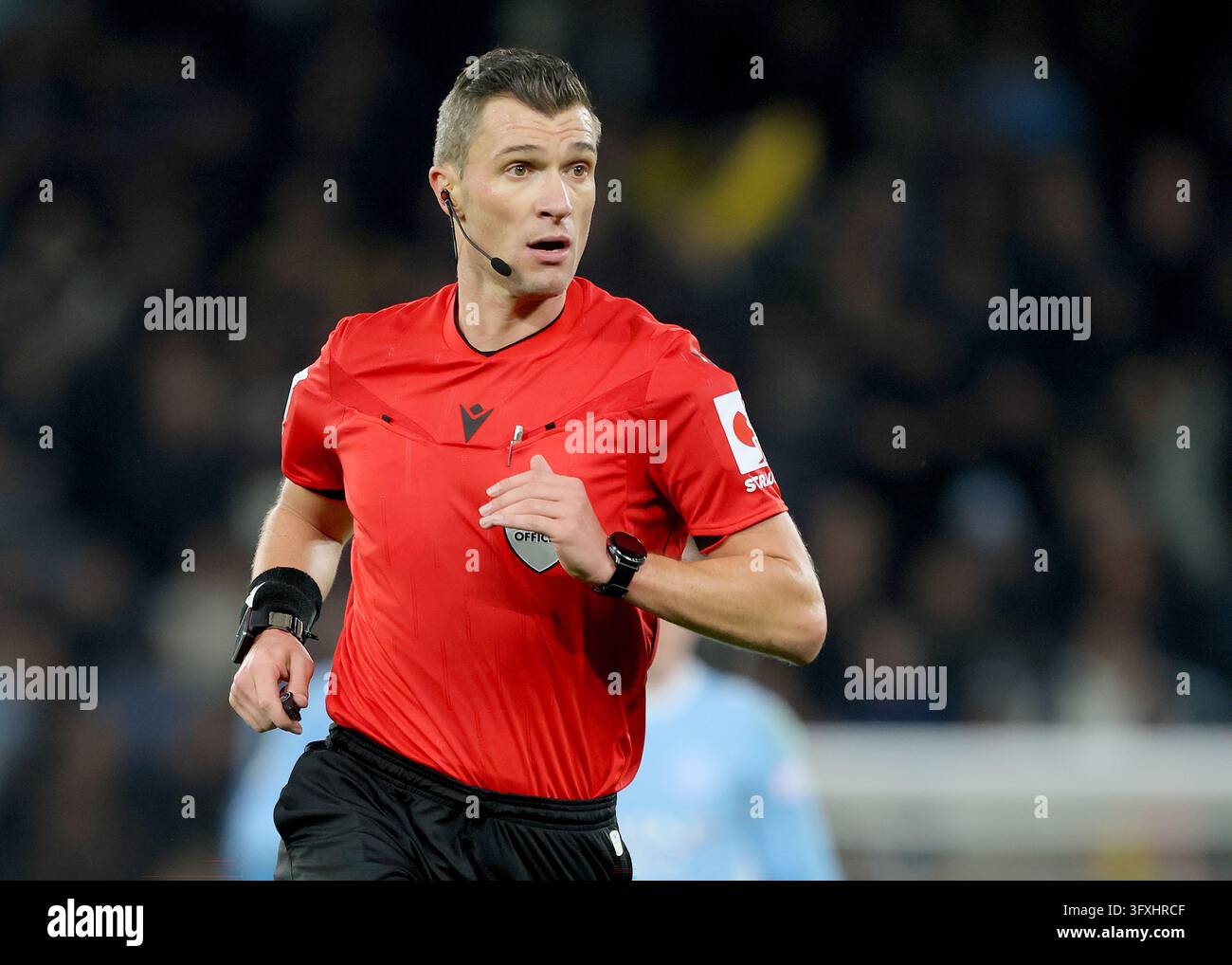 UEFA Referee Willy Delajod running during the UEFA Champions League ...
