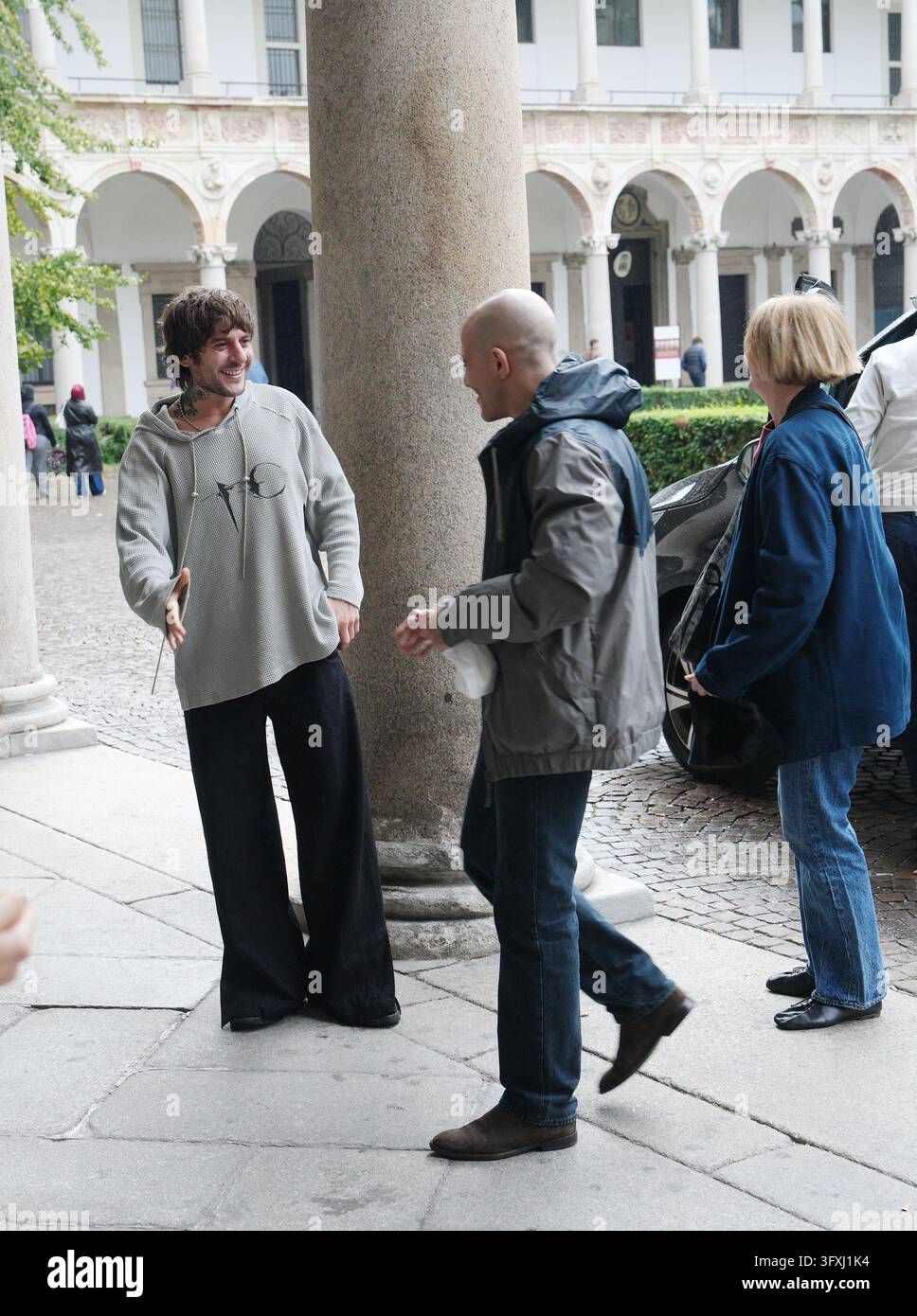 Milan Rapper Girlfriend IPA90075494 - Milan, October 23, 2026. Rapper Rkomi meets with students ...