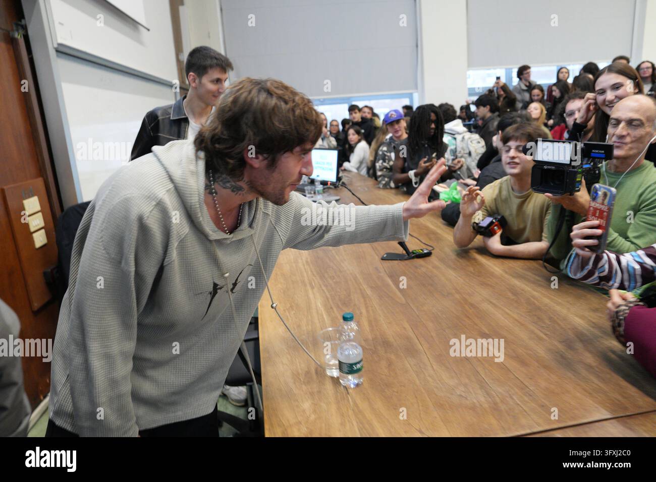 Milan Rapper Girlfriend IPA90075586 - Milan, October 23, 2026. Rapper Rkomi meets with students ...