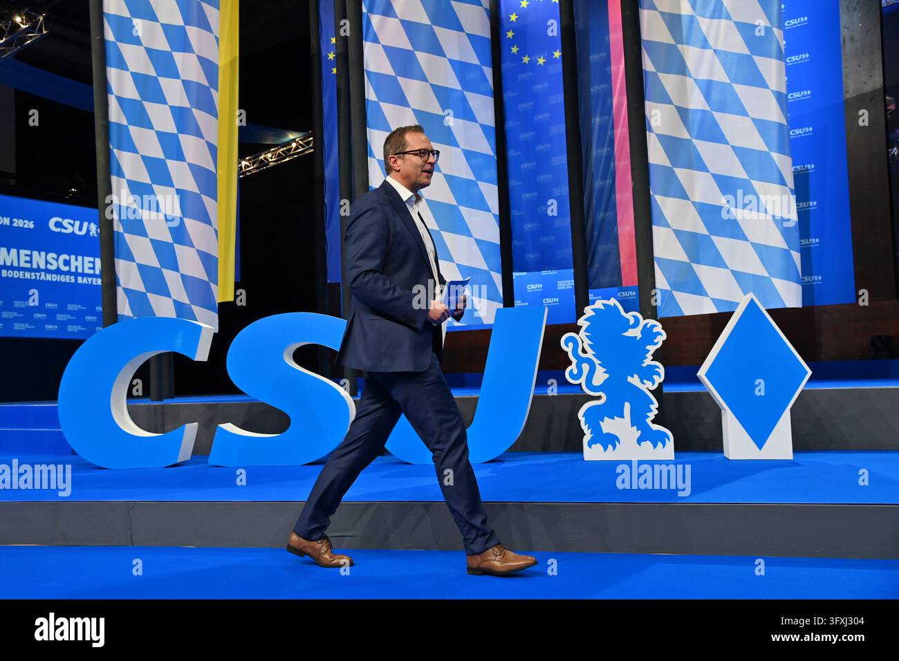 Martin HUBER (Secretary General of the CSU) steps onto the podium in ...
