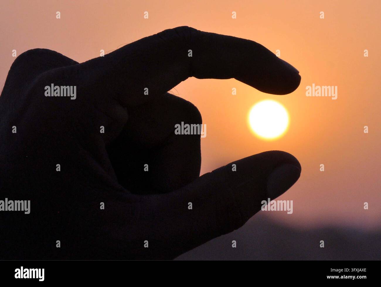 Information Perspective Drawing HYDERABAD, PAKISTAN - 23-Oct-2026: A striking image of the sunset in ...