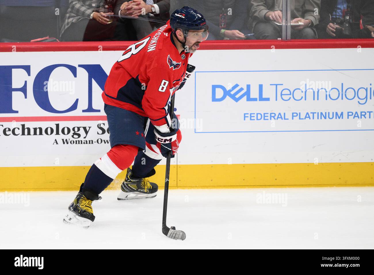 Washington Capitals left wing Alex Ovechkin (8) in action during the ...