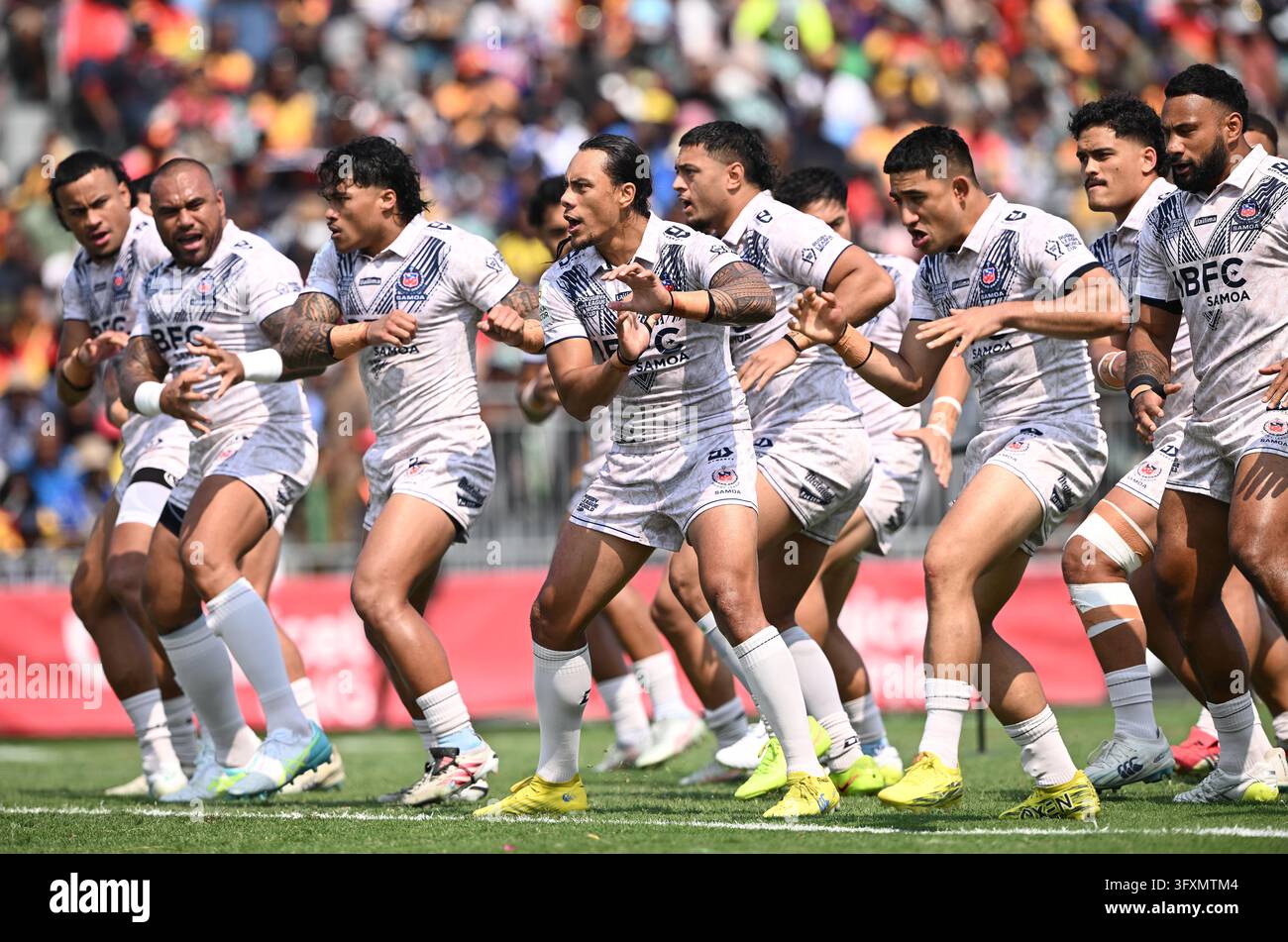 Jarome Luai (C) during the Samoan Siva Tau during the Men’s Rugby ...