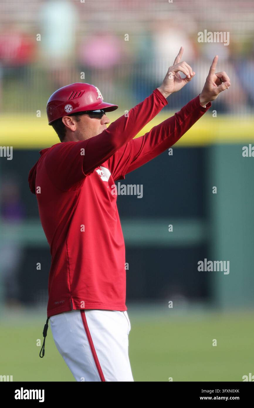 Stadium Base Model Oct 23, 2026; Razorback Assistant Coach Bobby Werner signals to the ...