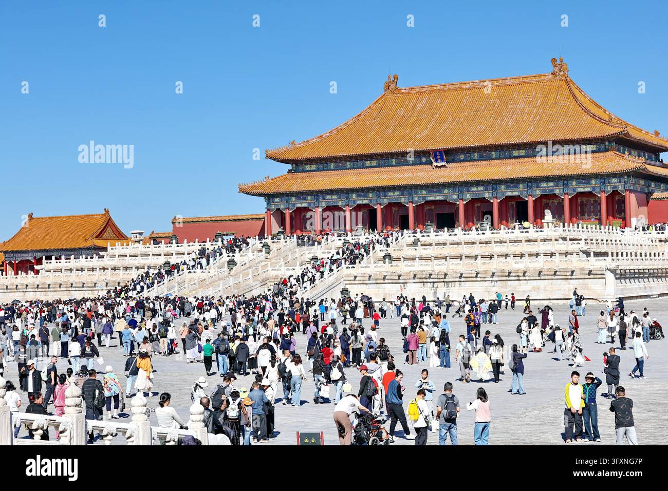 Visitors crowd the Palace Museum in Beijing on October 6, 2026, as the ...