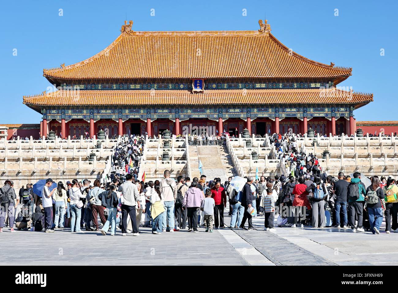 Visitors throng the Palace Museum in Beijing on October 6, 2026, as the ...