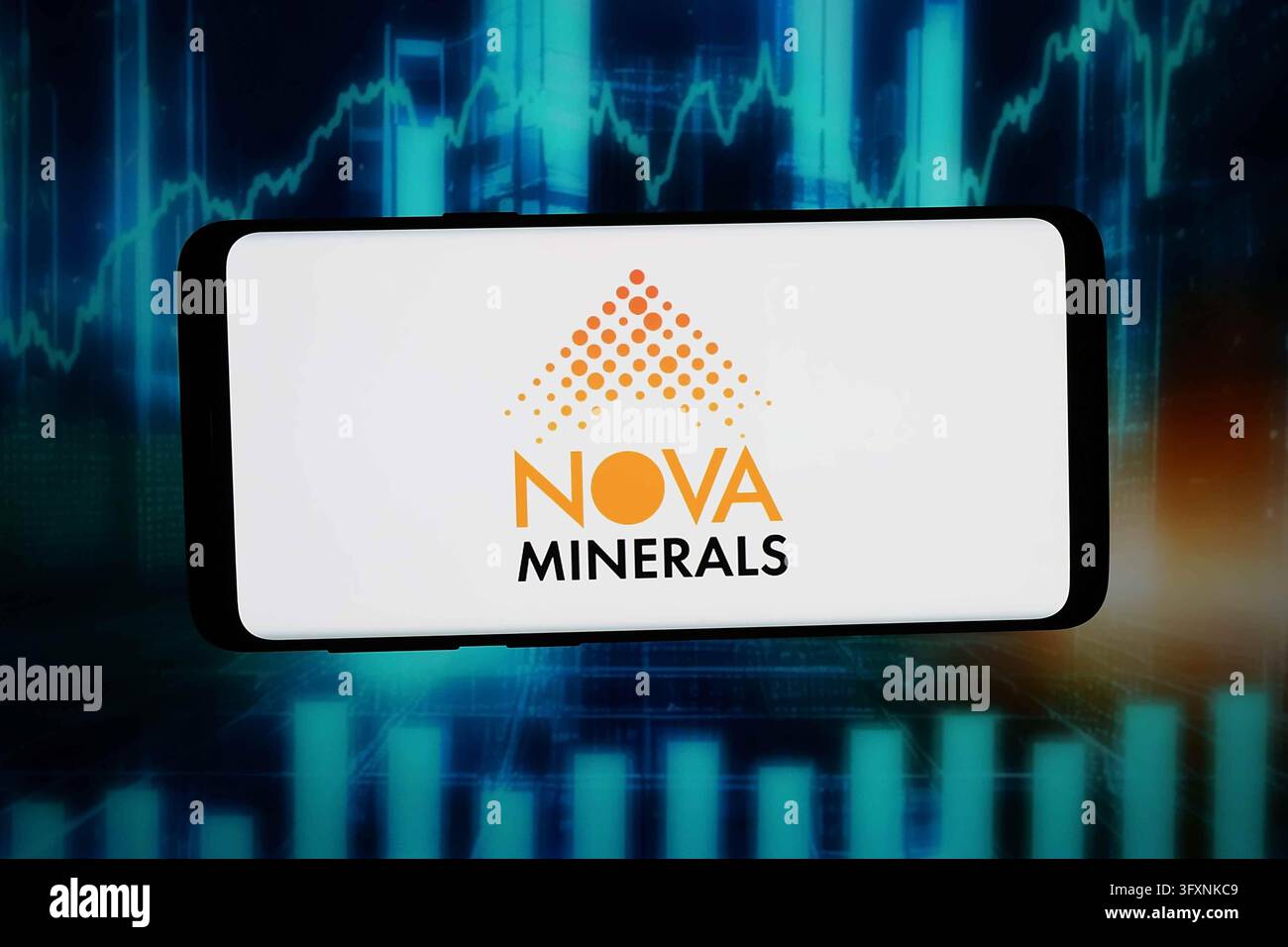 In this photo illustration, the logo of US mining company Nova Minerals ...