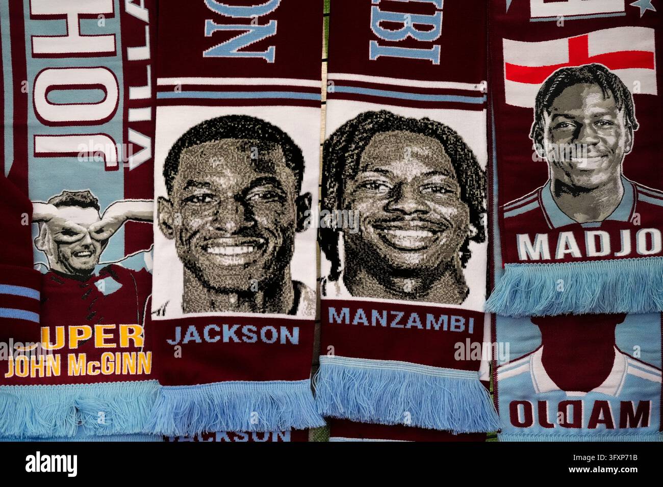 Date Image Aston Villa scarves on sale before the Premier League match at Villa ...