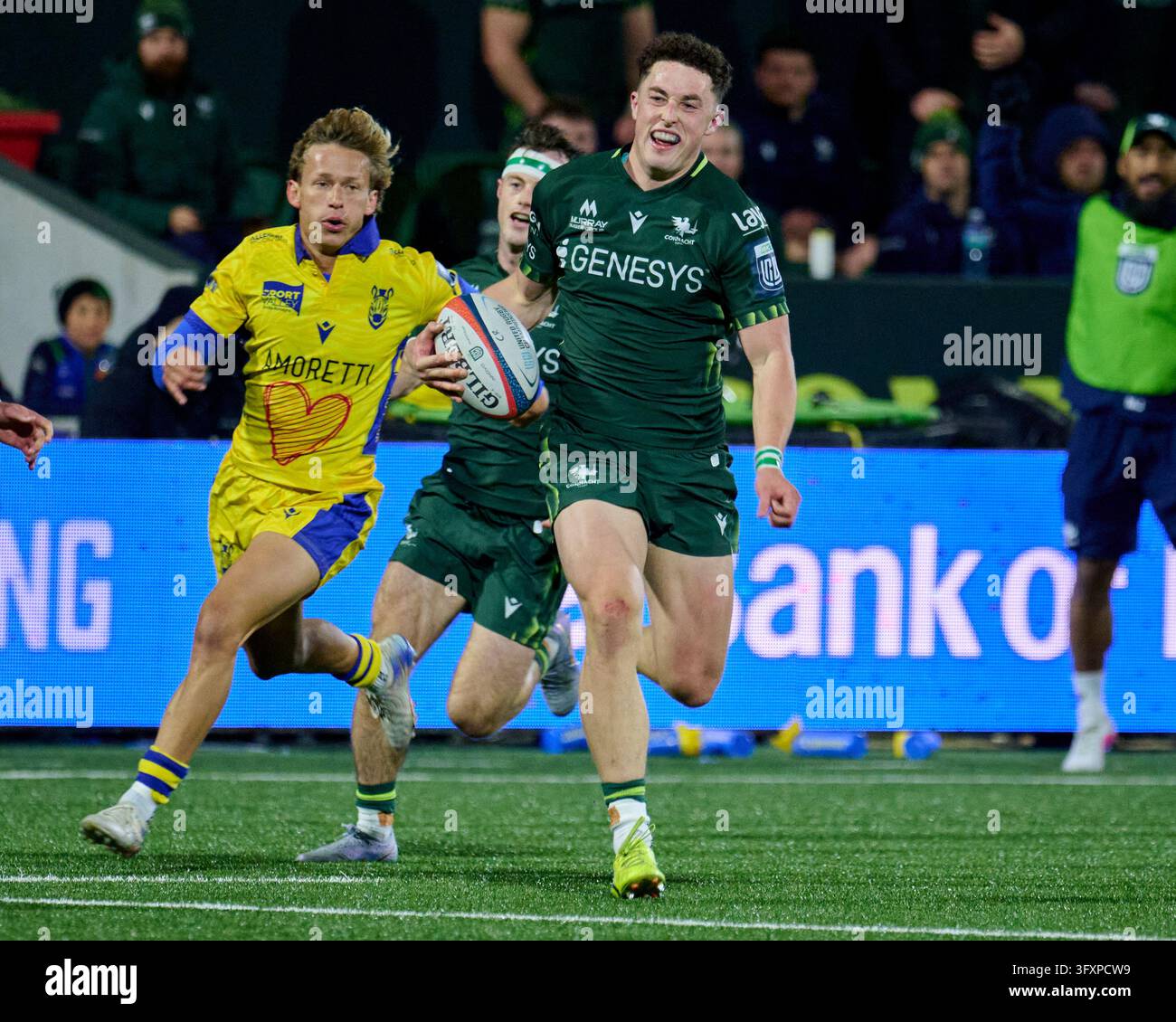 Harry West of Connacht runs with the ball during the United Rugby ...