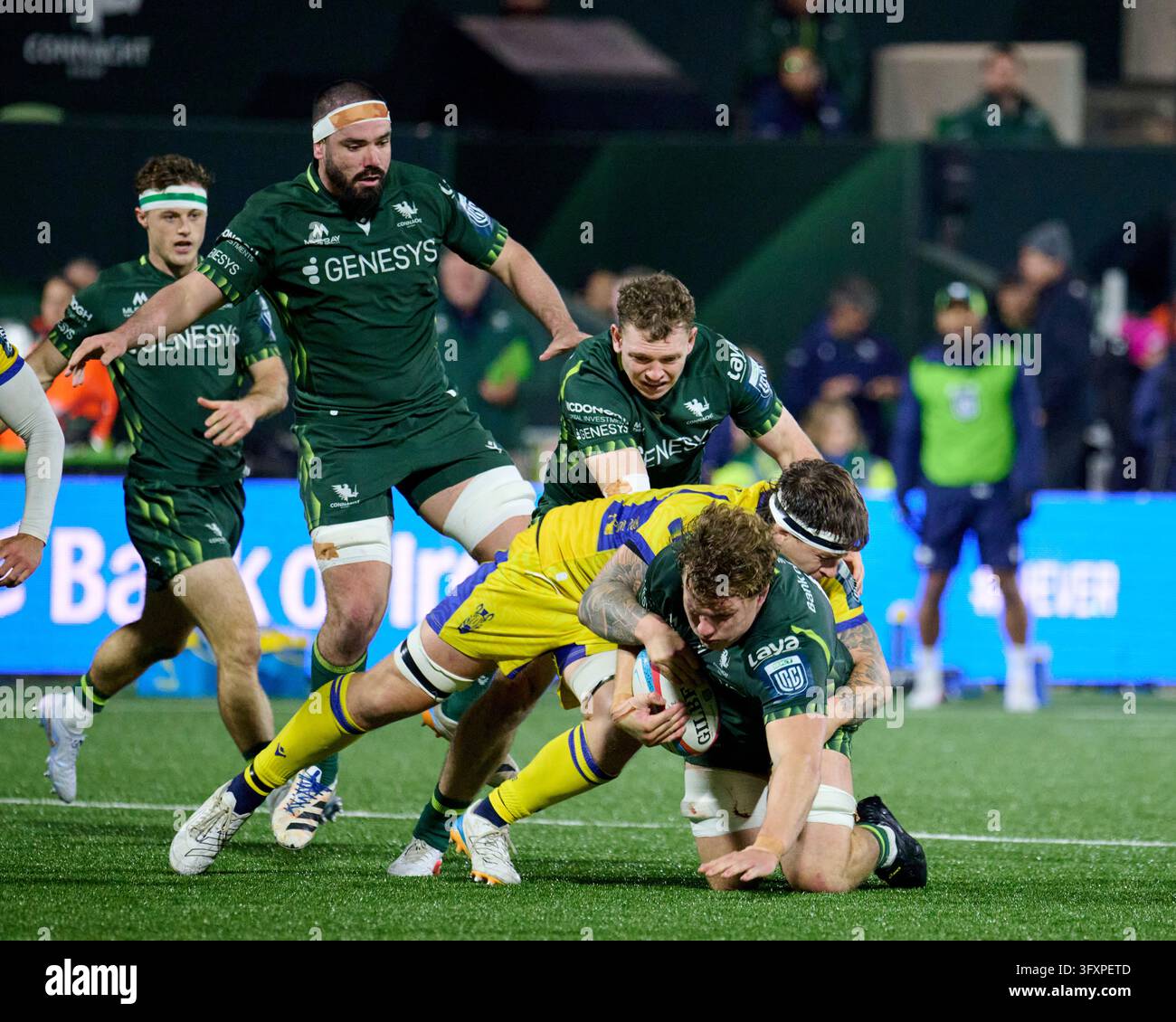 Cian Prendergast of Connacht in action with the ball during the United ...